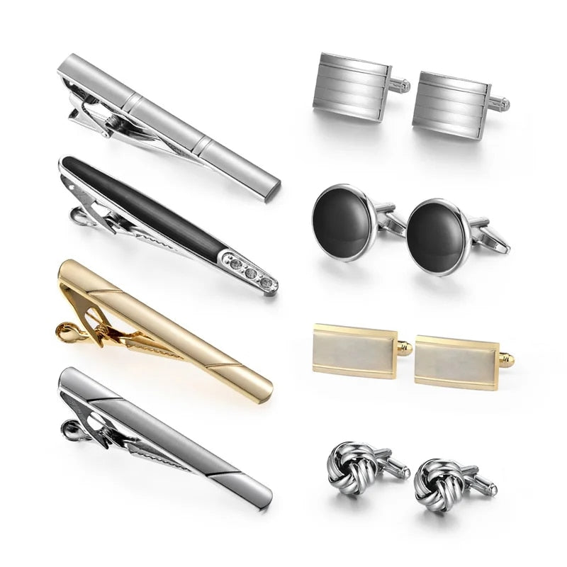 Four Cufflinks Tie Clips Sets