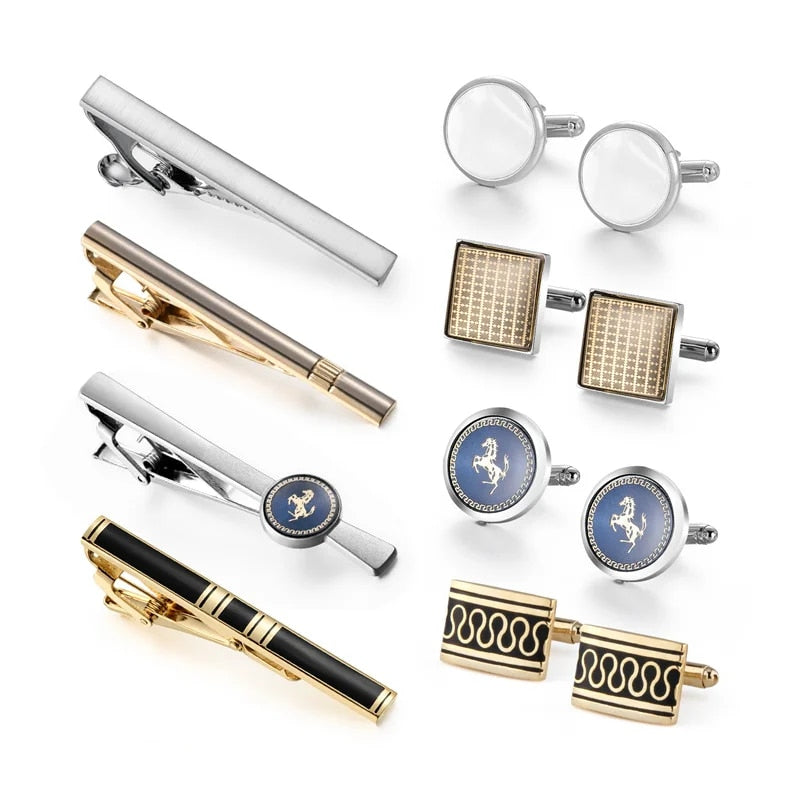 Four Cufflinks Tie Clips Sets