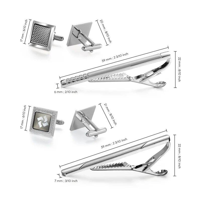 Four Cufflinks Tie Clips Sets