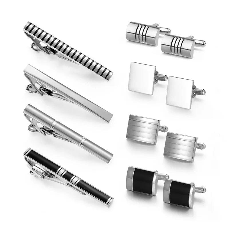 Four Cufflinks Tie Clips Sets