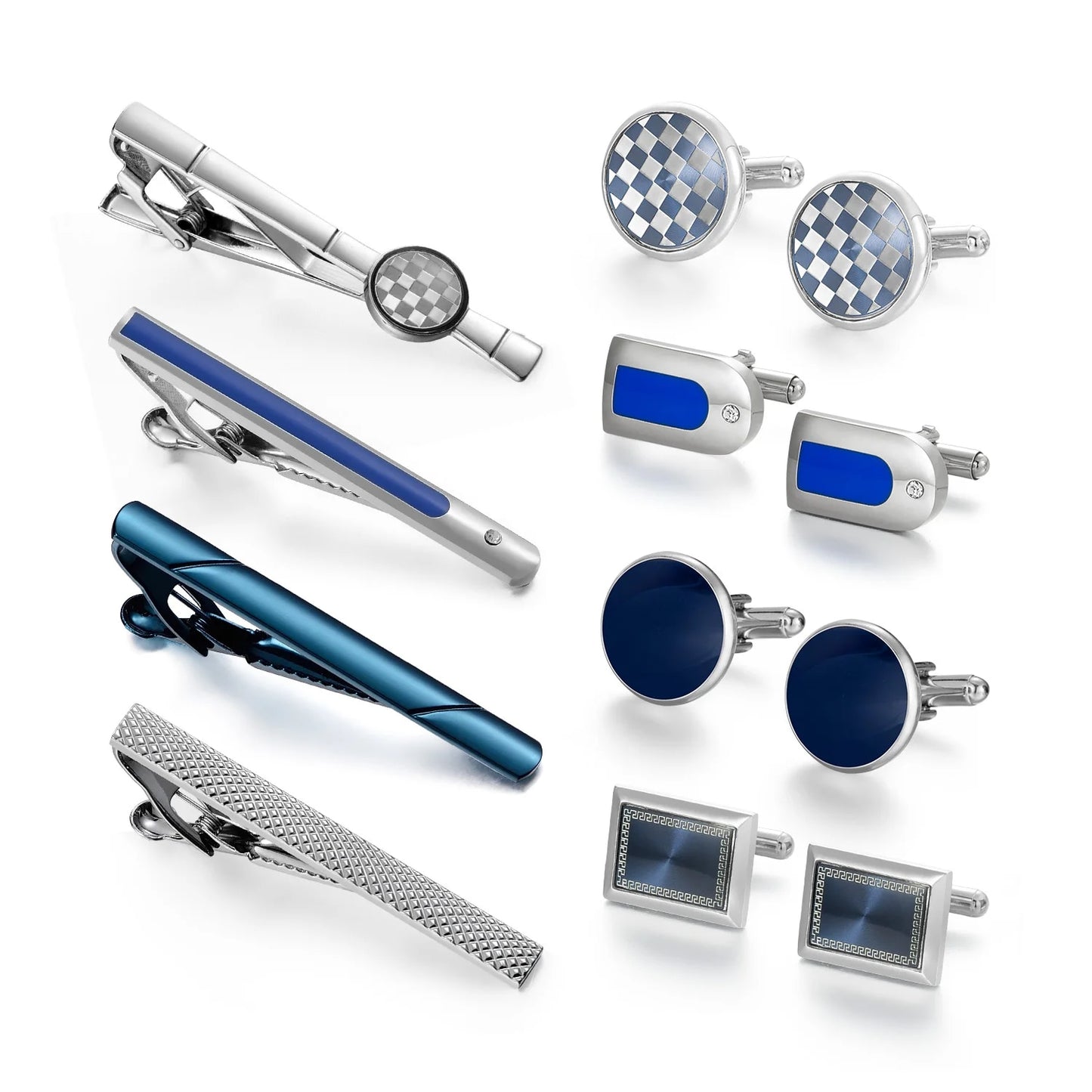 Four Cufflinks Tie Clips Sets