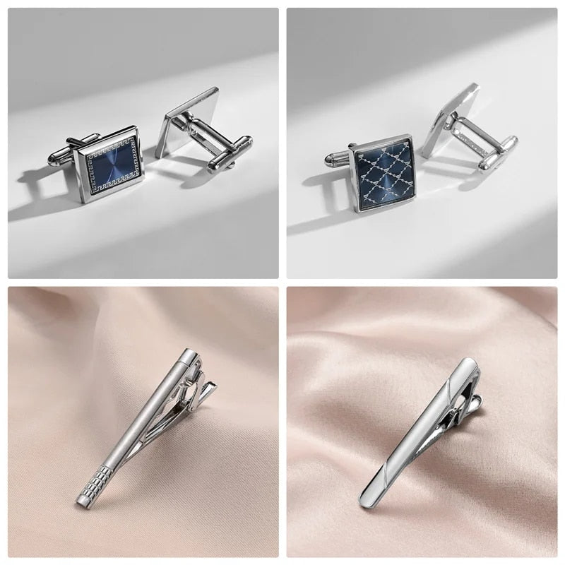 Four Cufflinks Tie Clips Sets