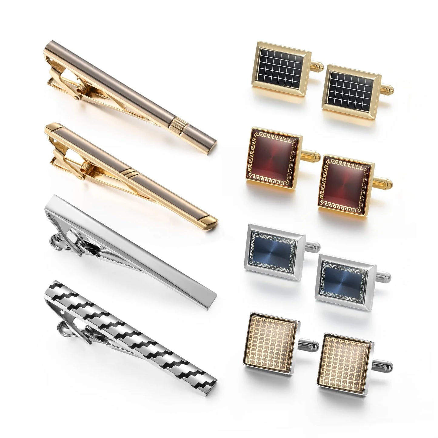 Four Cufflinks Tie Clips Sets