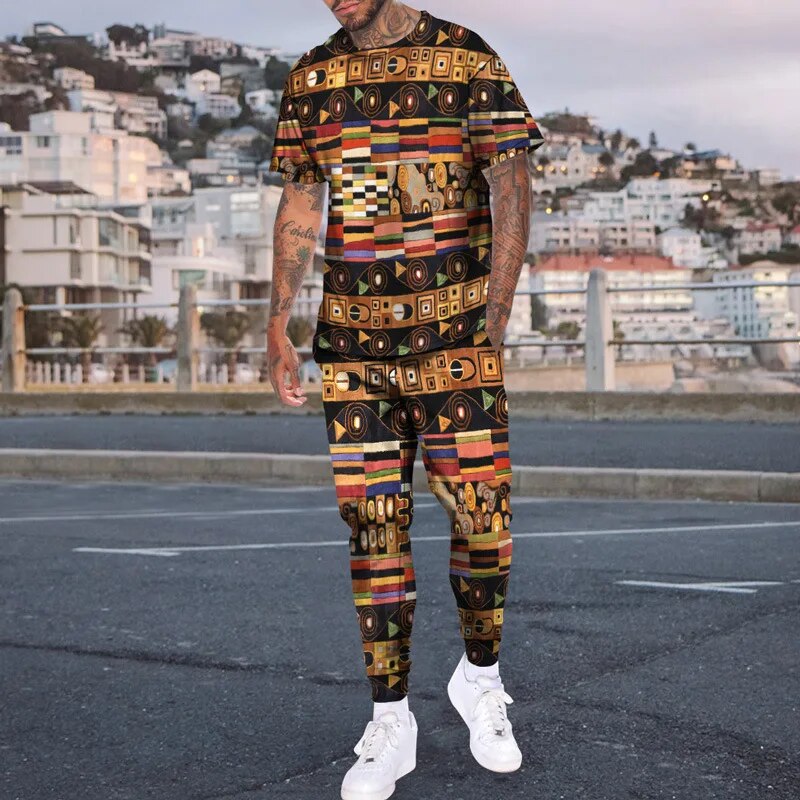 Men's Two-Piece Digital Dashiki Set