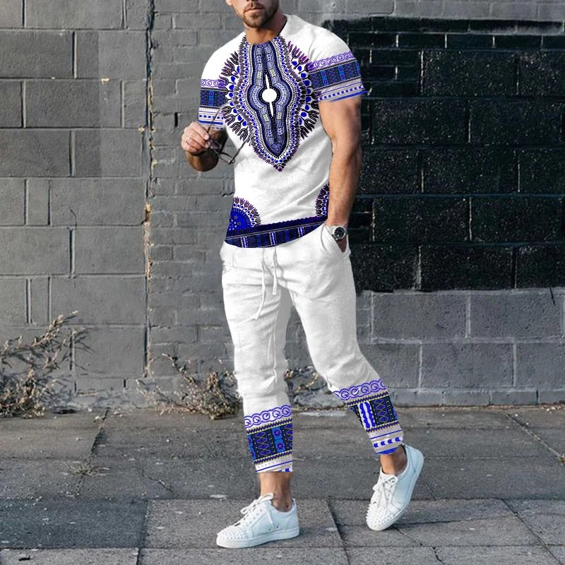 African Dashiki T-Shirts Sweatpants Sets