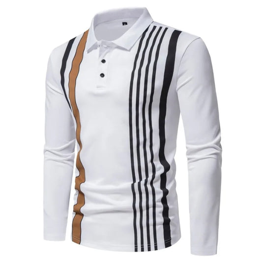 Solid Striped Design Polo Shirt