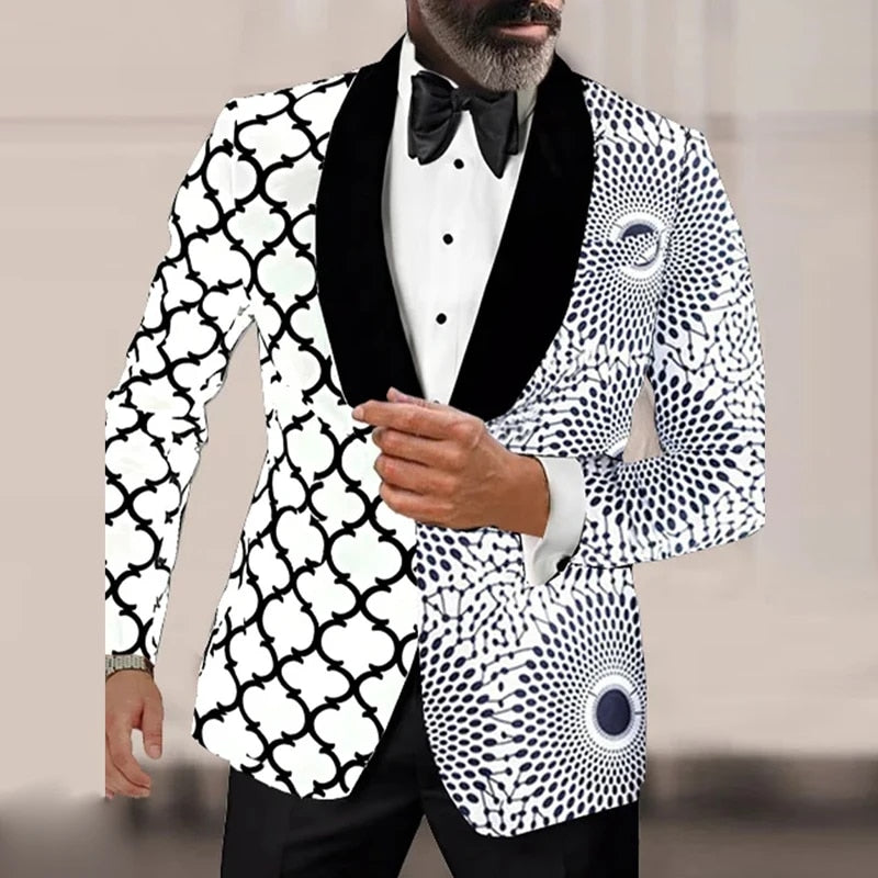 Jack - Single Button Pattern Print Men Casual Suit Blazer