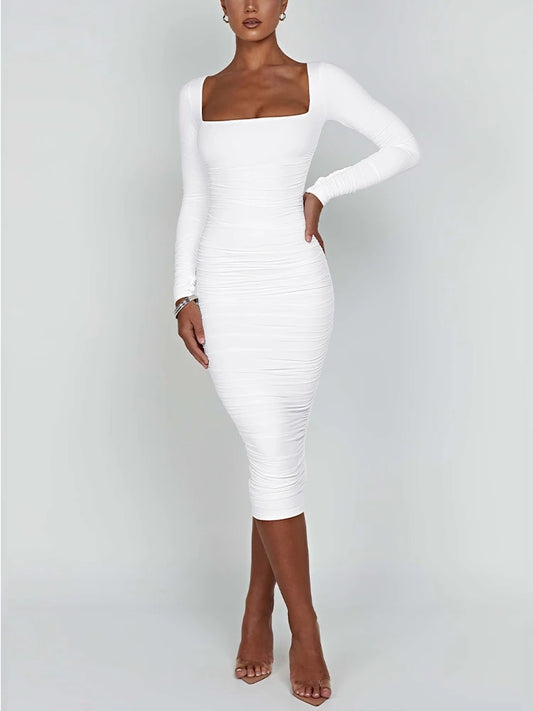 Sadie - Ladies' Long-Sleeved Ruched Bodycon Dress