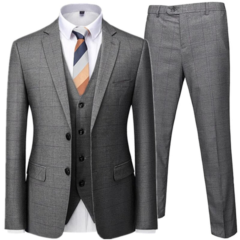 Plaid Striped Suit. Two-Piece and Three-Piece Options