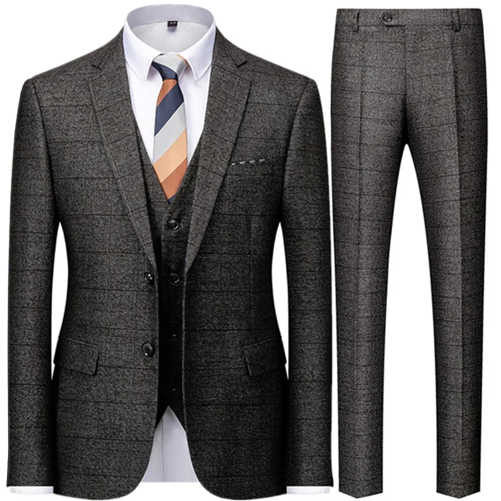Plaid Striped Suit. Two-Piece and Three-Piece Options