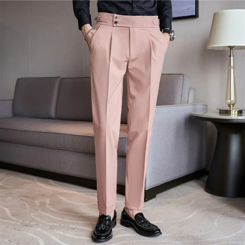 Men's High Waist Casual Dress Pants