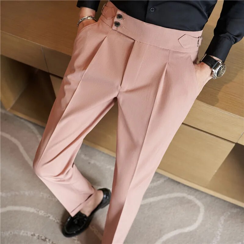 Men's High Waist Casual Dress Pants