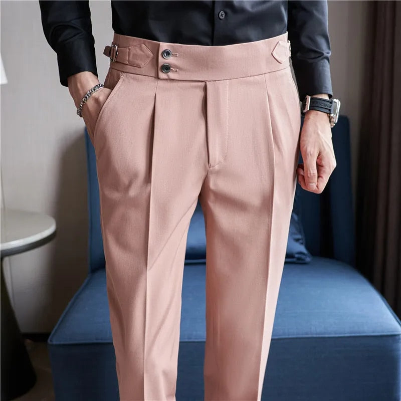 Men's High Waist Casual Dress Pants