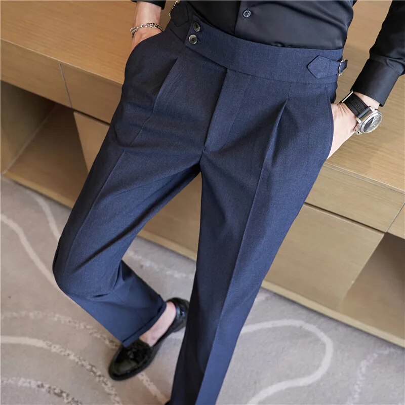 Men's High Waist Casual Dress Pants