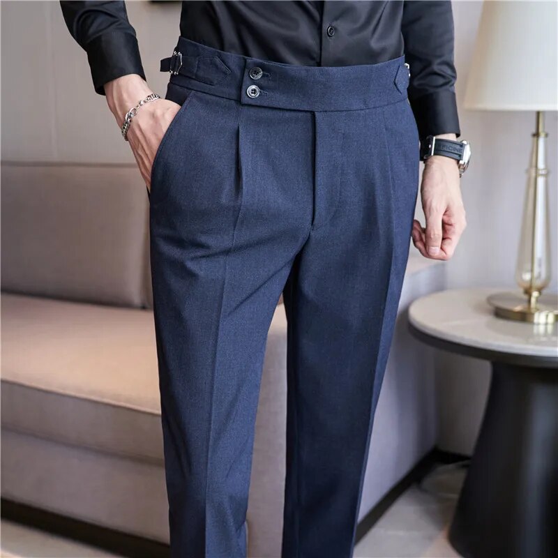 Men's High Waist Casual Dress Pants