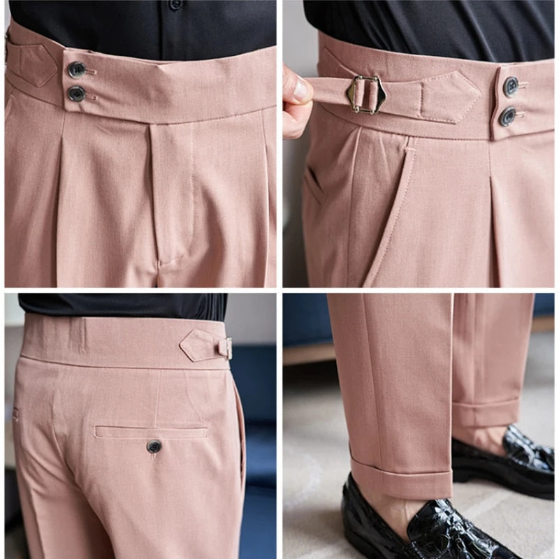 Men's High Waist Casual Dress Pants