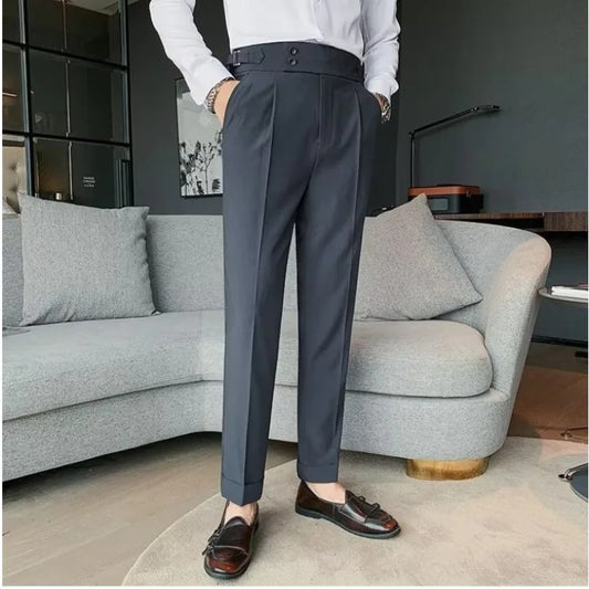 Men's Solid Business Casual Suit Pants