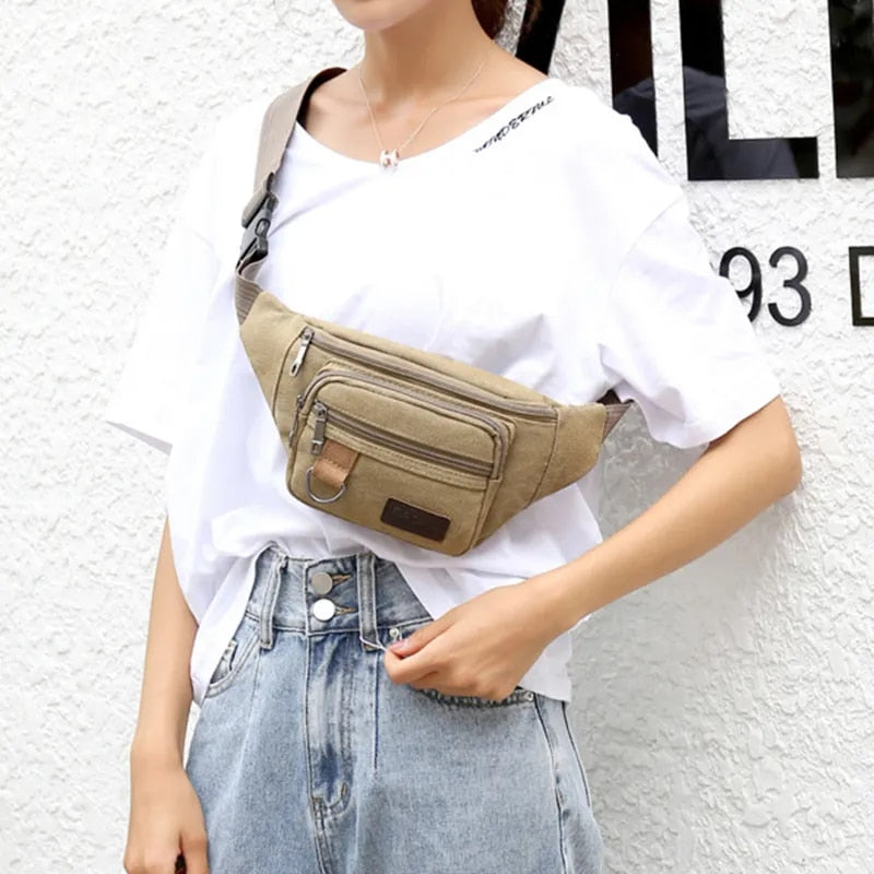 Unisex Canvas Chest Waist Bag