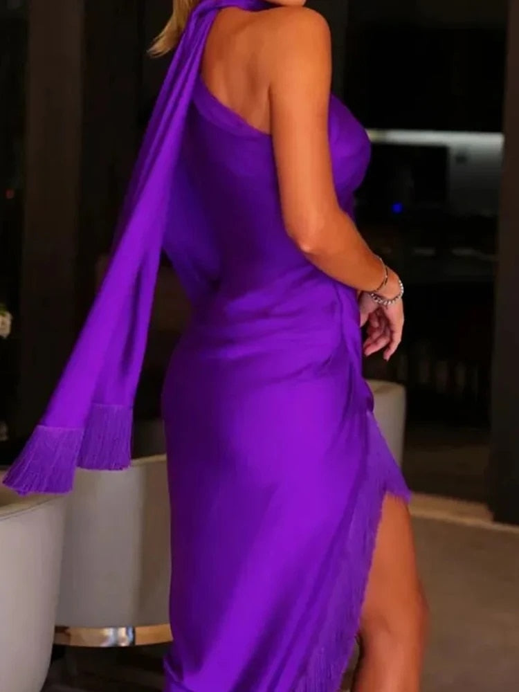 Roxa - Purple Off The Shoulder Maxi Cocktail Dress