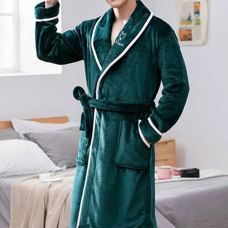 Warm Plush Flannel Bathrobe