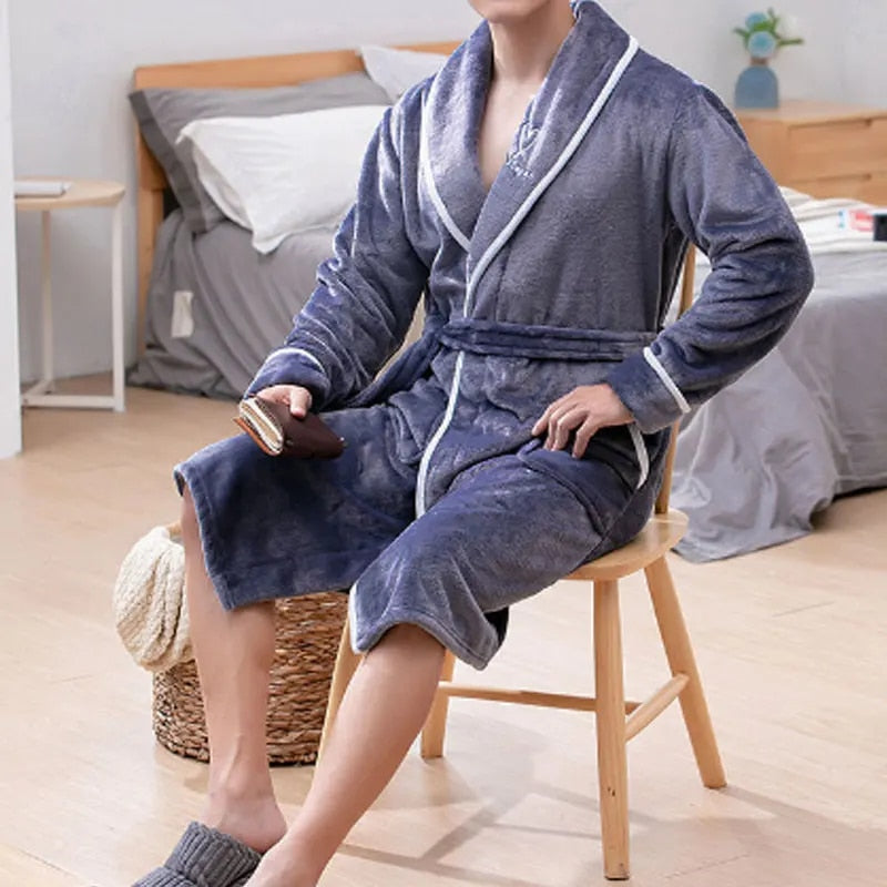 Warm Plush Flannel Bathrobe