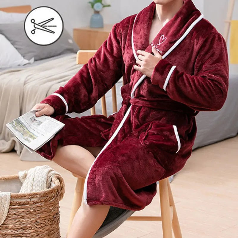 Warm Plush Flannel Bathrobe