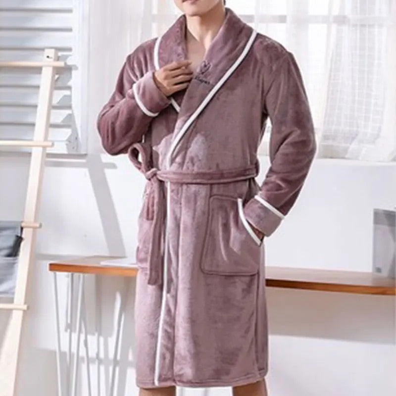 Warm Plush Flannel Bathrobe