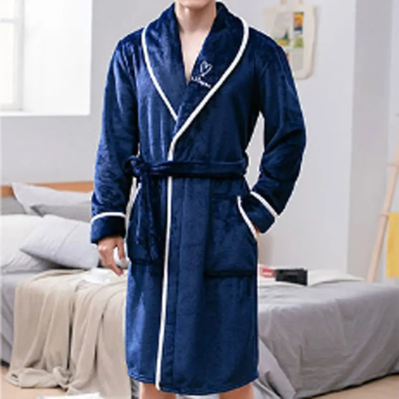 Warm Plush Flannel Bathrobe