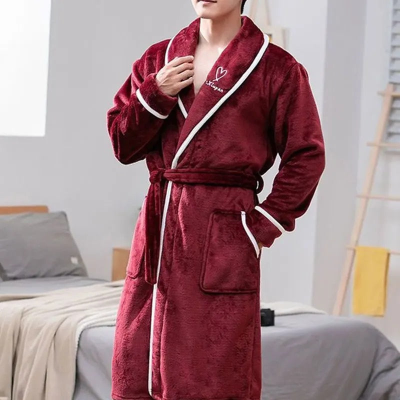 Warm Plush Flannel Bathrobe