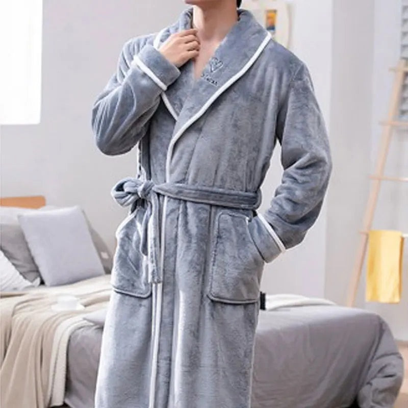 Warm Plush Flannel Bathrobe