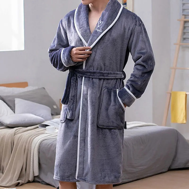 Warm Plush Flannel Bathrobe