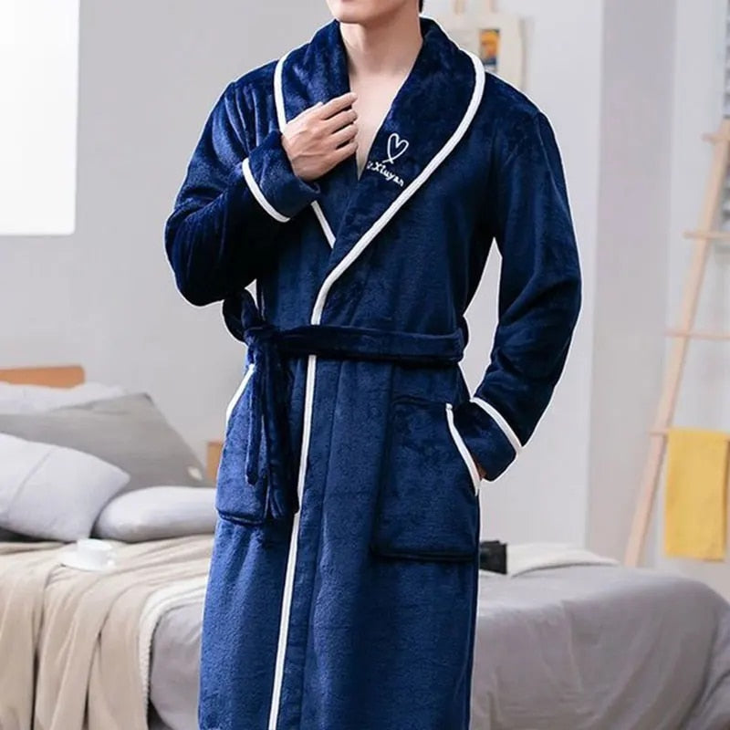 Warm Plush Flannel Bathrobe