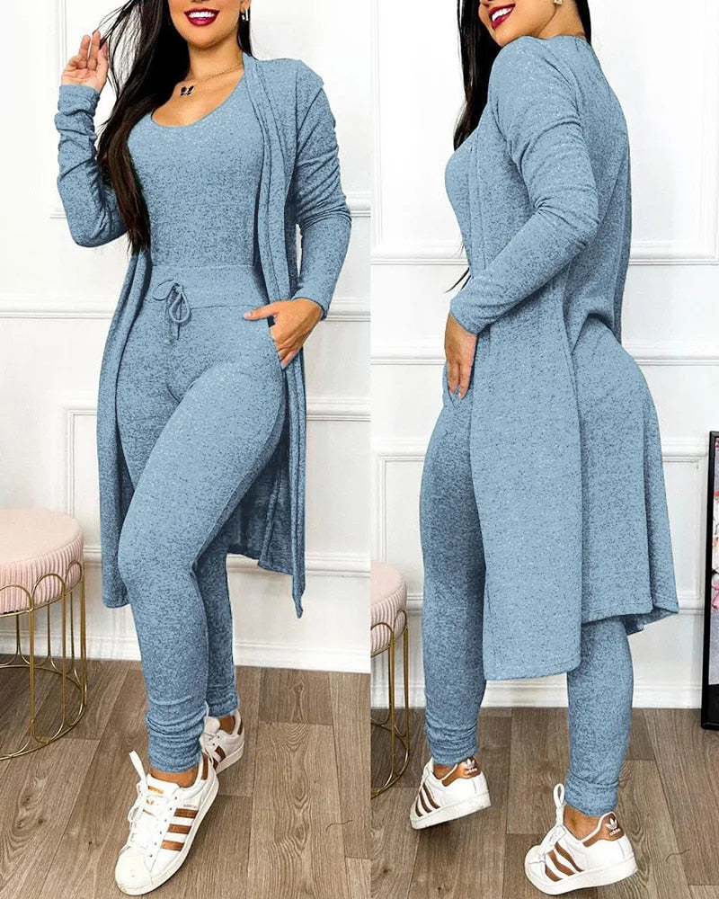 Lorraine - Comfortable Drawstring Jumpsuit Set