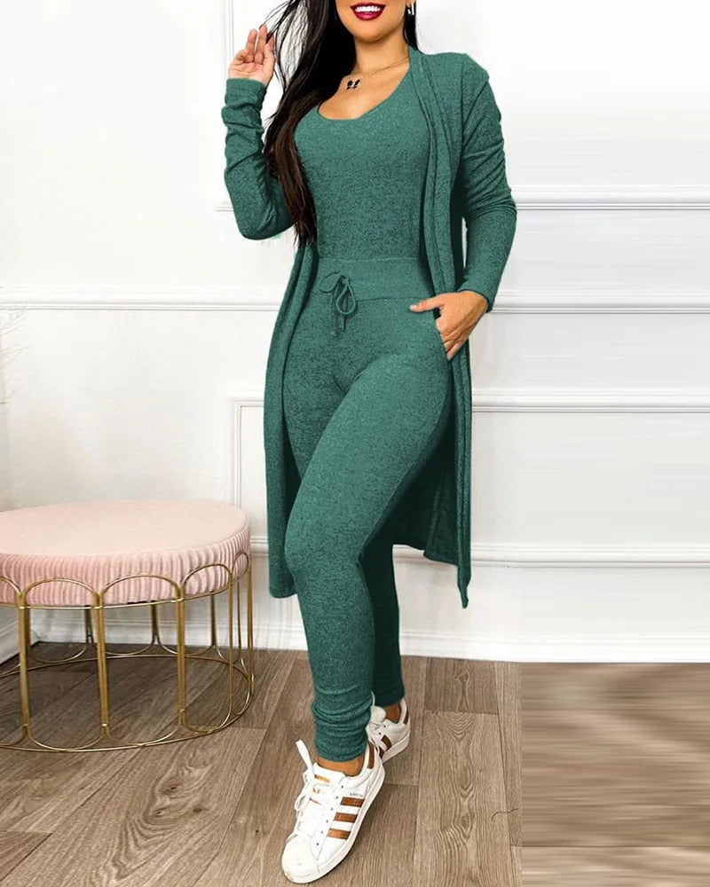 Lorraine - Comfortable Drawstring Jumpsuit Set