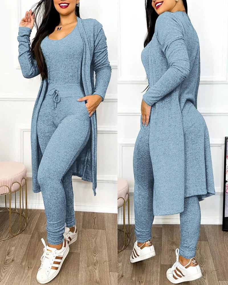 Lorraine - Comfortable Drawstring Jumpsuit Set