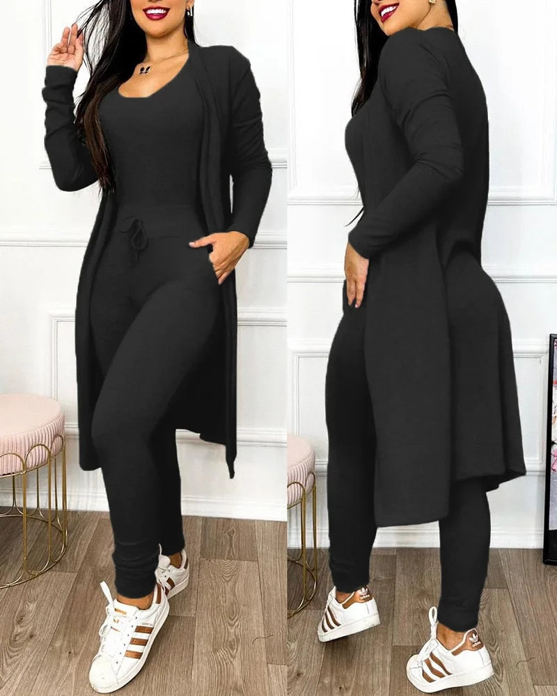 Lorraine - Comfortable Drawstring Jumpsuit Set