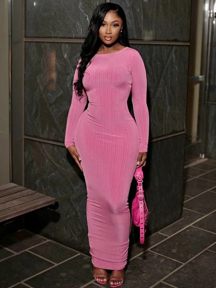 Missy - Long-Sleeved Bodycon Maxi Dress