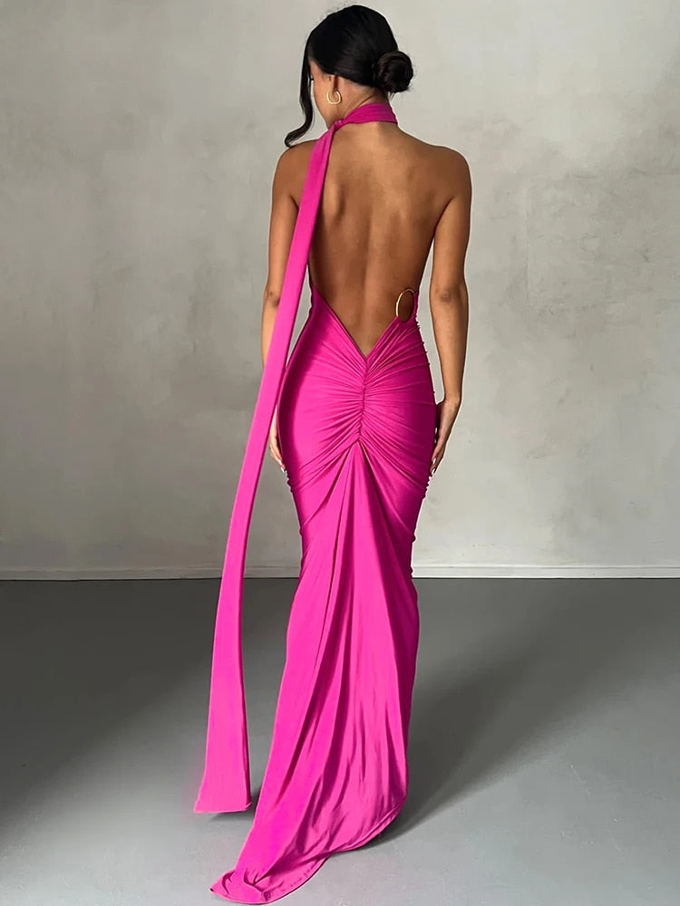 There She Goes - Backless Bodycon Maxi Dress