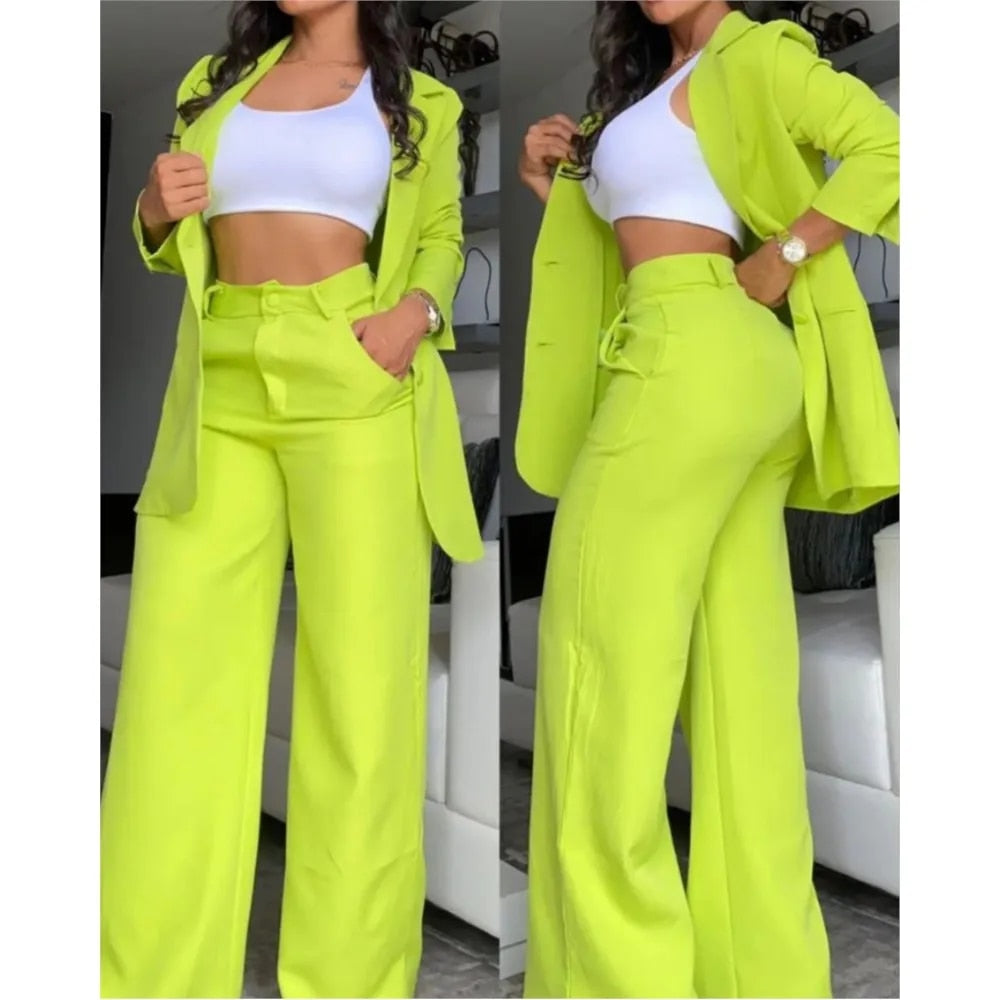 Spring Vacation - Elegant Two-Piece Pants Suit