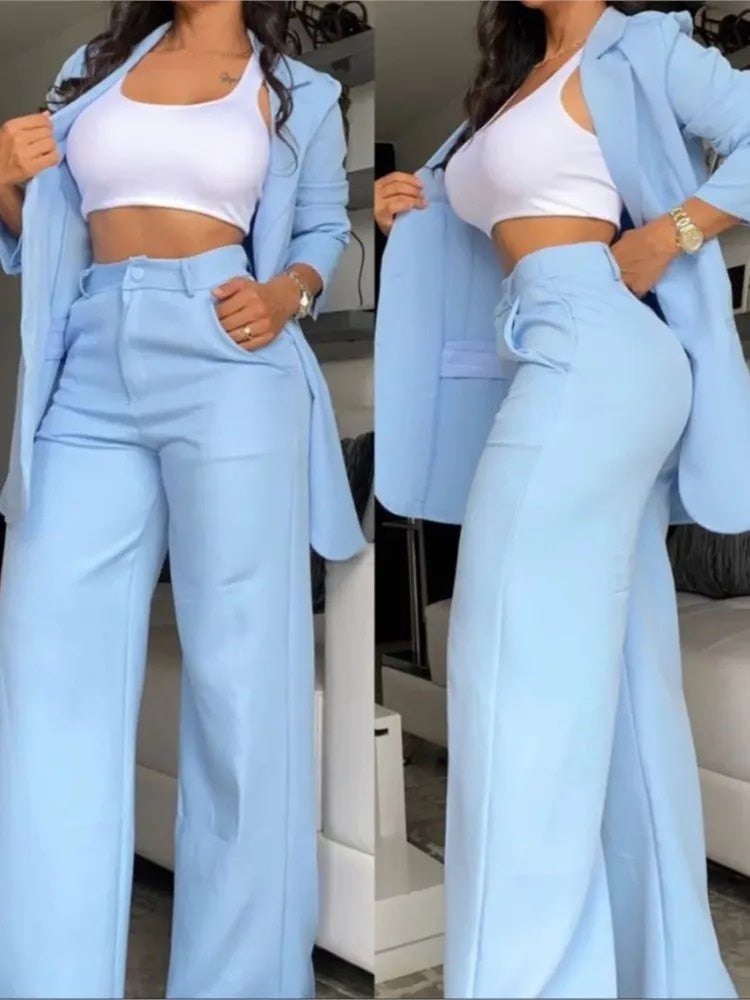 Spring Vacation - Elegant Two-Piece Pants Suit