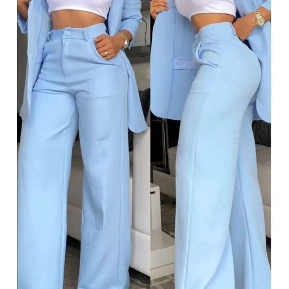 Spring Vacation - Elegant Two-Piece Pants Suit