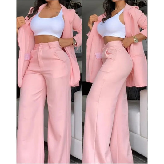 Spring Vacation - Elegant Two-Piece Pants Suit