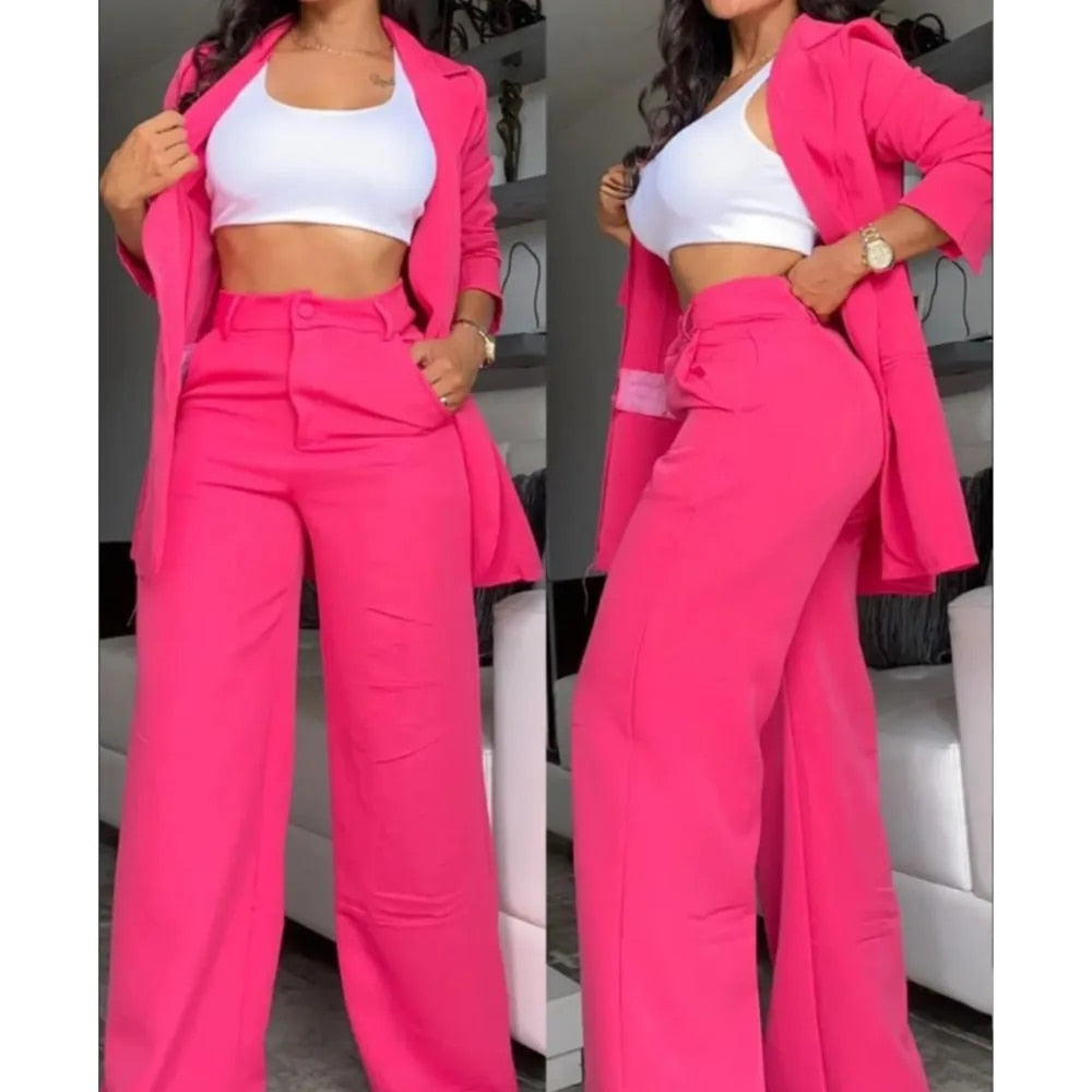 Spring Vacation - Elegant Two-Piece Pants Suit
