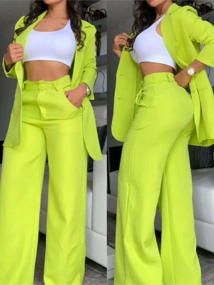 Spring Vacation - Elegant Two-Piece Pants Suit