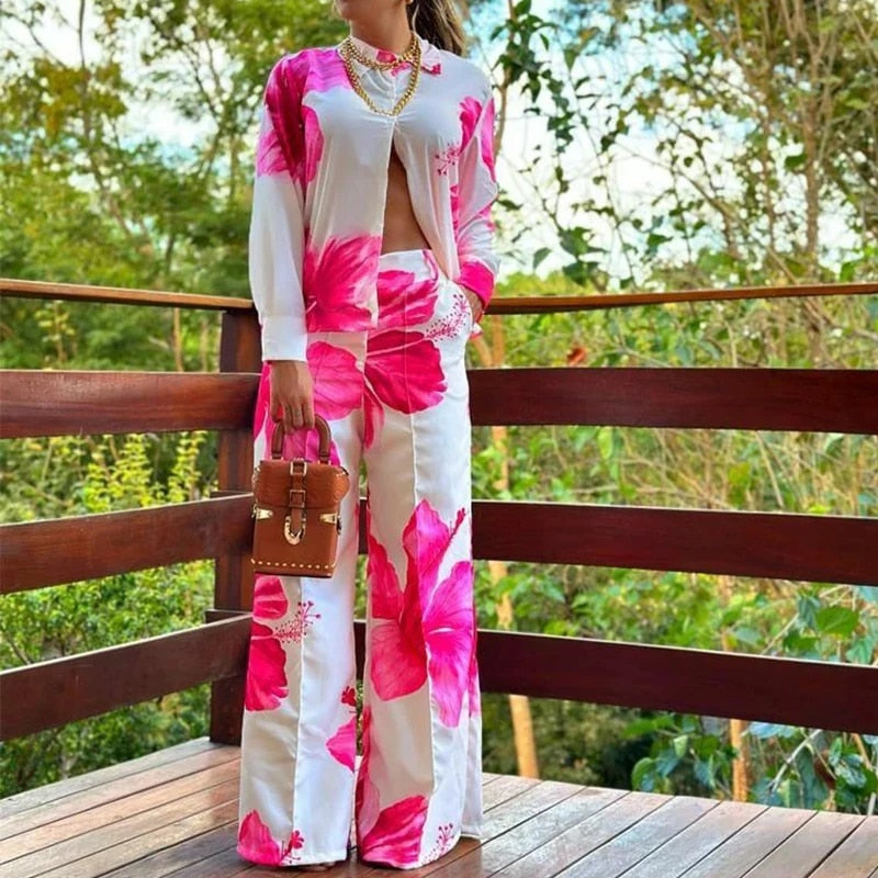 Spring Fever - Lovely Two-Piece Print Pants Set