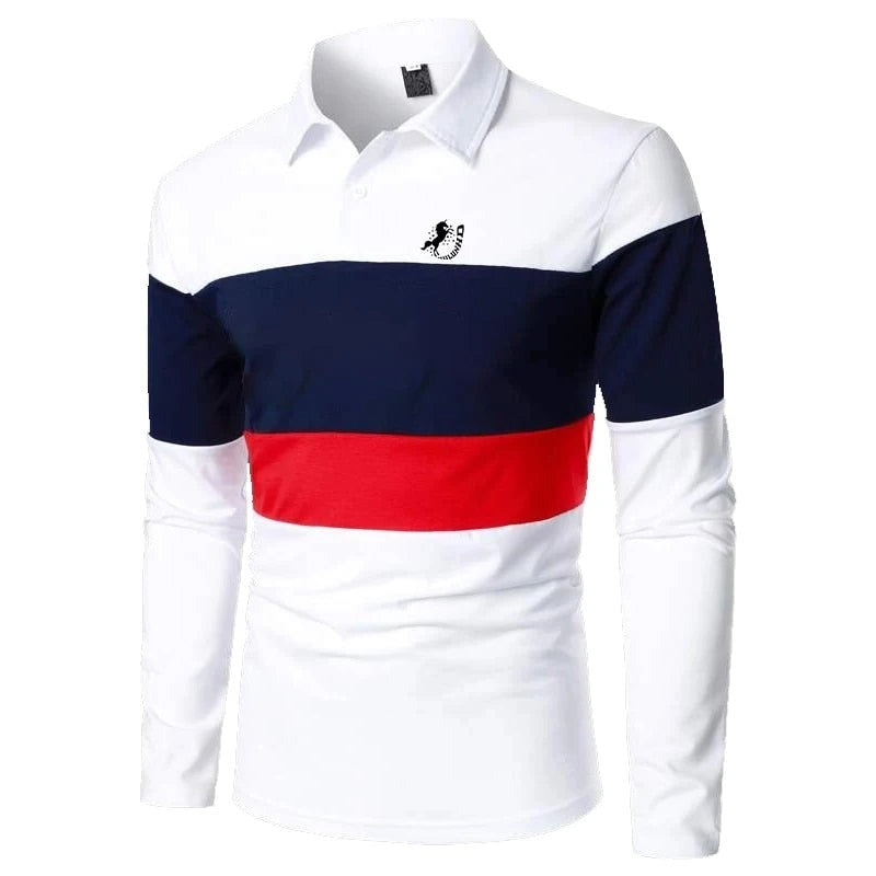 Men's Fashion Long Sleeve Polo Shirt