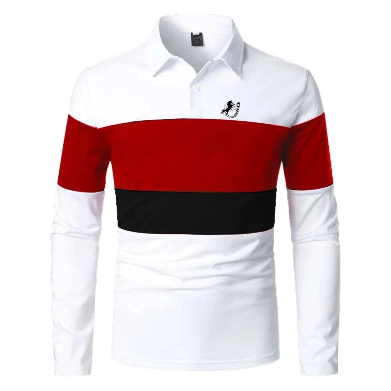 Men's Fashion Long Sleeve Polo Shirt