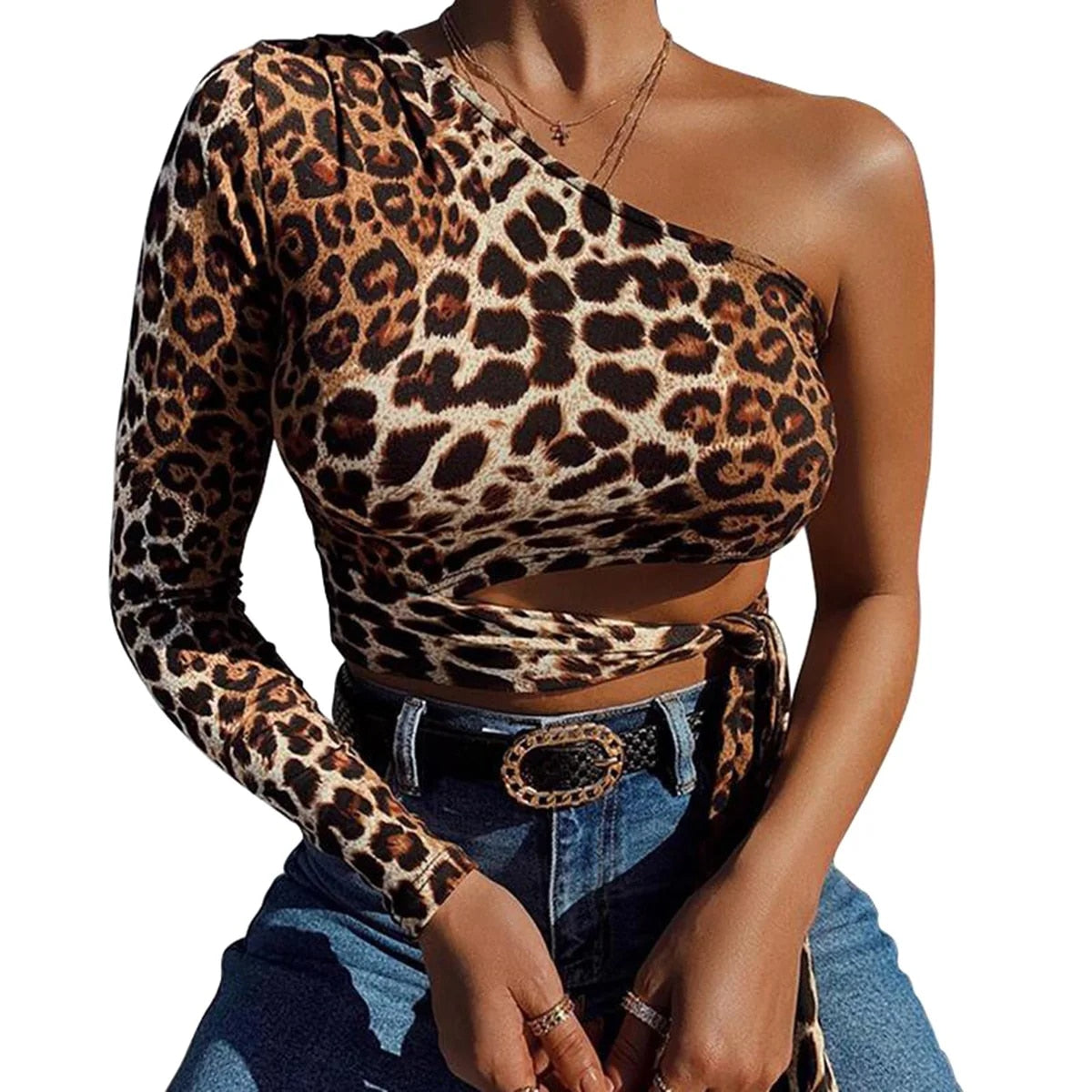 Name The Spot - Leopard Print Off The Shoulder Top