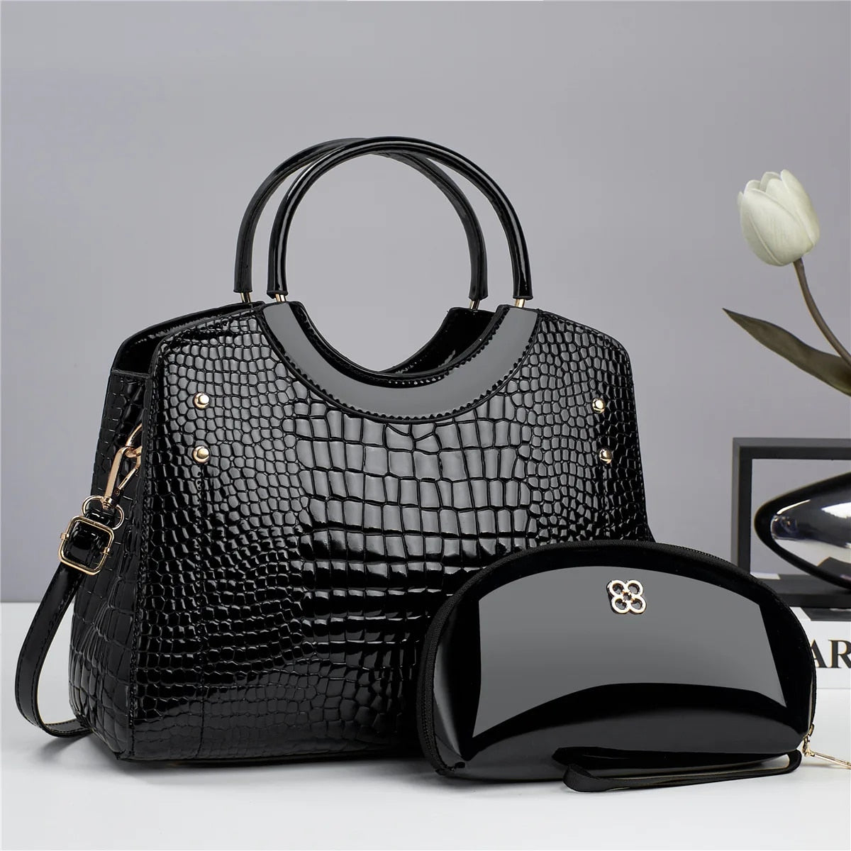 Amelia - Classic Versatile Crocodile Print Handbag