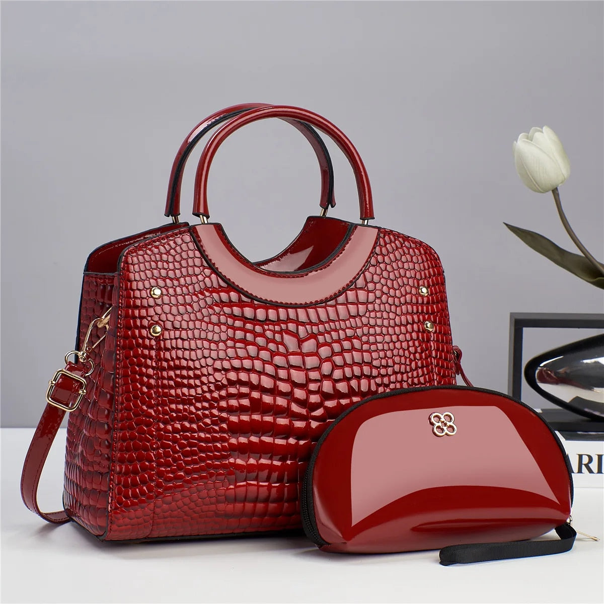 Amelia - Classic Versatile Crocodile Print Handbag